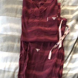 Burgundy med couture scrub set